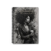 Load image into Gallery viewer, Midnight Smoke Caffeinated Thoughts Spiral Notebook - Ruled Line
