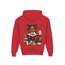 Load image into Gallery viewer, Booked for a Brighter Me Girls Hoodie | Inspirational Reading &amp; Big Dreams Youth Heavy Blend Hooded Sweatshirt
