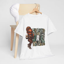 Load image into Gallery viewer, Caffeine Because Jail Is Expensive  Funny Coffee Lover Ransom Note Graphic Unisex Heavy Cotton Tee
