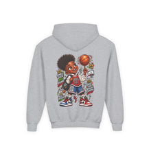 Load image into Gallery viewer, Small Dude Big Plans Boys Basketball Hoodie | Motivational Kids Graphic Youth Heavy Blend Hooded Sweatshirt
