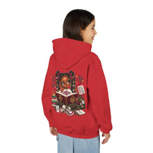 Load image into Gallery viewer, Booked for a Brighter Me Girls Hoodie | Inspirational Reading &amp; Big Dreams Youth Heavy Blend Hooded Sweatshirt

