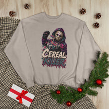 Load image into Gallery viewer, Cereal Killer Halloween Sweatshirt | Masked Horror Graphic Unisex EcoSmart® Crewneck Sweatshirt
