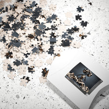 Load image into Gallery viewer, Centered &amp; Unbothered – Black Woman Meditation Jigsaw Puzzle | Afrocentric Polka Dot Art (110, 252, 520, 1014-piece)

