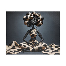 Load image into Gallery viewer, Centered &amp; Unbothered – Black Woman Meditation Jigsaw Puzzle | Afrocentric Polka Dot Art (110, 252, 520, 1014-piece)
