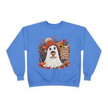 Load image into Gallery viewer, Pumpkins, Leaves, Cozy Nights &amp; Coffee Fall Unisex EcoSmart® Crewneck Sweatshirt
