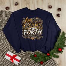 Load image into Gallery viewer, Back &amp; Forth Bling Sweatshirt – “I Love Both Places” Statement Unisex EcoSmart® Crewneck Sweatshirt
