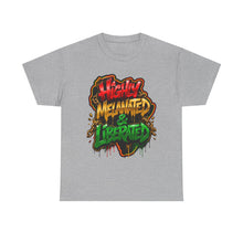 Load image into Gallery viewer, Highly Melanated &amp; Liberated Graffiti Streetwear T-Shirt | Juneteenth Pride Unisex Heavy Cotton Tee
