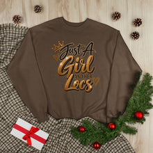 Load image into Gallery viewer, Just A Girl and Her Locs Unisex EcoSmart® Crewneck Sweatshirt
