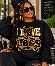 Load image into Gallery viewer, I Love My Locs Varsity Crewneck Unisex EcoSmart® Crewneck Sweatshirt
