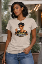 Load image into Gallery viewer, Blessed and Caffinated T-Shirt

