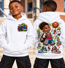 Load image into Gallery viewer, Small Dude Big Plans Boys Basketball Hoodie | Motivational Kids Graphic Youth Heavy Blend Hooded Sweatshirt
